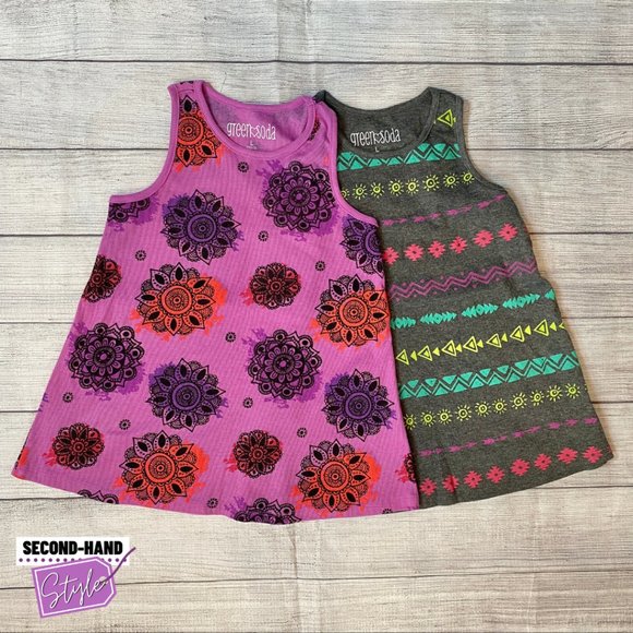 SO Girls Large (Set of Two) Ribbed Flare Tank Tops - Picture 1 of 3